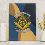 Prince Hall Freemasonry Canvas Wall Art Square and Compasses Gold Blue Geometric