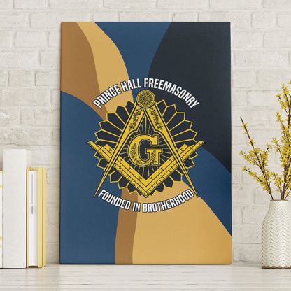 Prince Hall Freemasonry Canvas Wall Art Square and Compasses Gold Blue Geometric