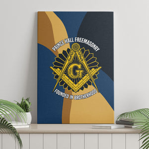 Prince Hall Freemasonry Canvas Wall Art Square and Compasses Gold Blue Geometric