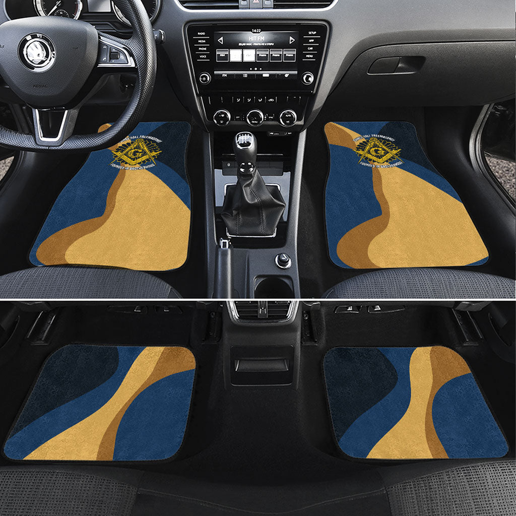 Prince Hall Freemasonry Car Mats Square and Compasses Gold Blue Geometric