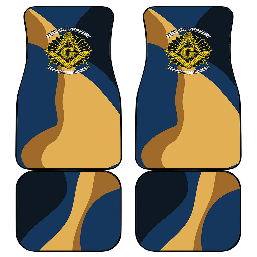 Prince Hall Freemasonry Car Mats Square and Compasses Gold Blue Geometric
