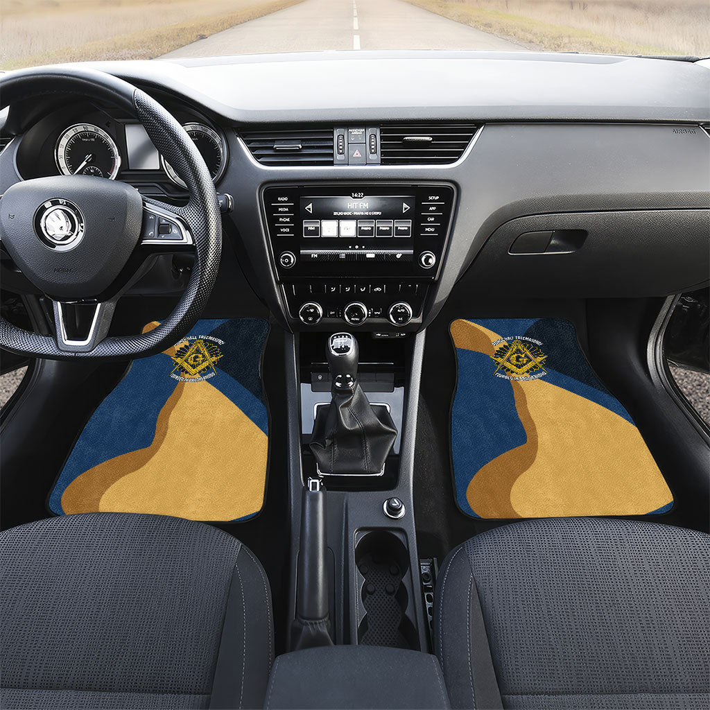 Prince Hall Freemasonry Car Mats Square and Compasses Gold Blue Geometric