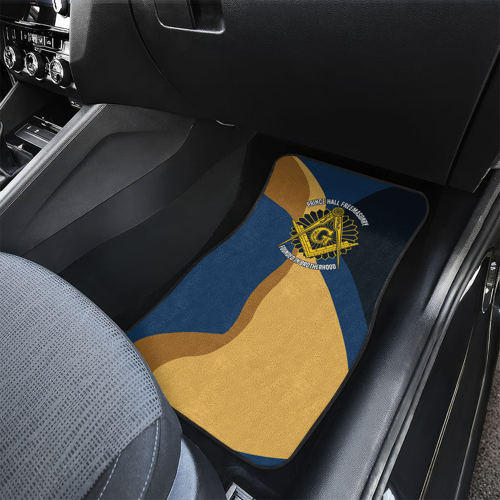 Prince Hall Freemasonry Car Mats Square and Compasses Gold Blue Geometric