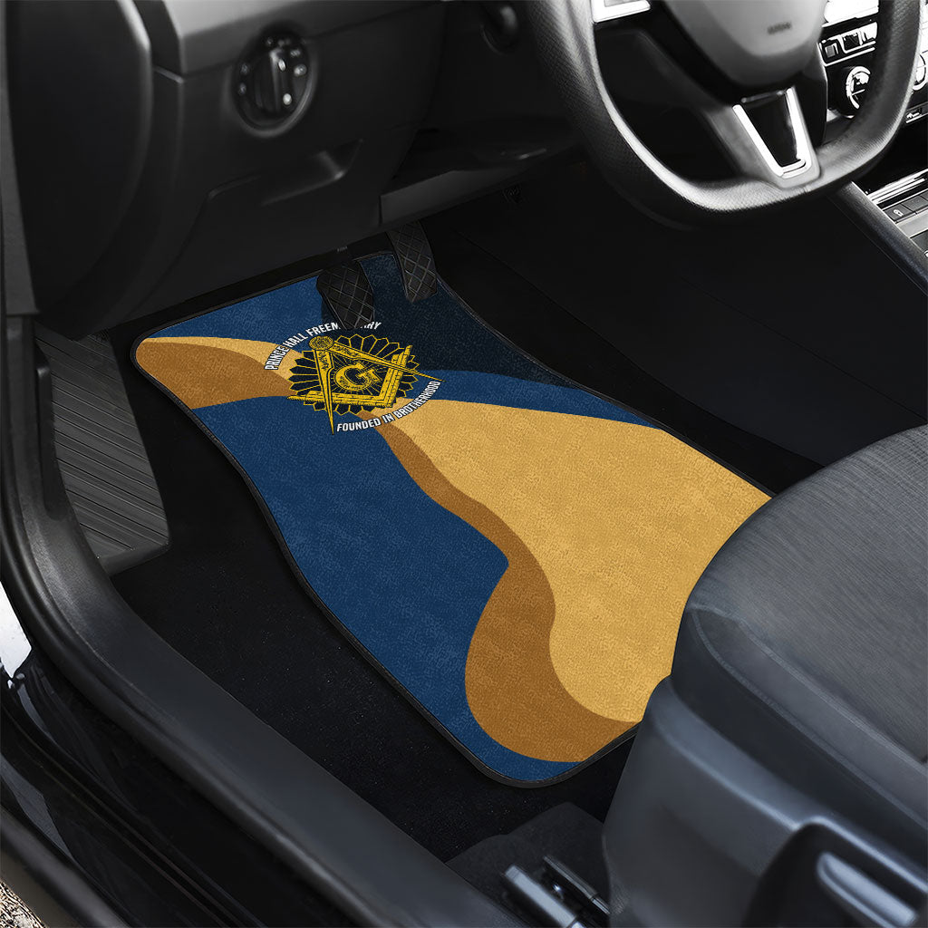 Prince Hall Freemasonry Car Mats Square and Compasses Gold Blue Geometric