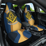 Prince Hall Freemasonry Car Seat Cover Square and Compasses Gold Blue Geometric