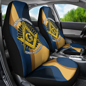 Prince Hall Freemasonry Car Seat Cover Square and Compasses Gold Blue Geometric