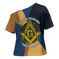 Prince Hall Freemasonry Cross Shoulder Shirt Square and Compasses Gold Blue Geometric