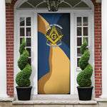 Prince Hall Freemasonry Door Cover Square and Compasses Gold Blue Geometric