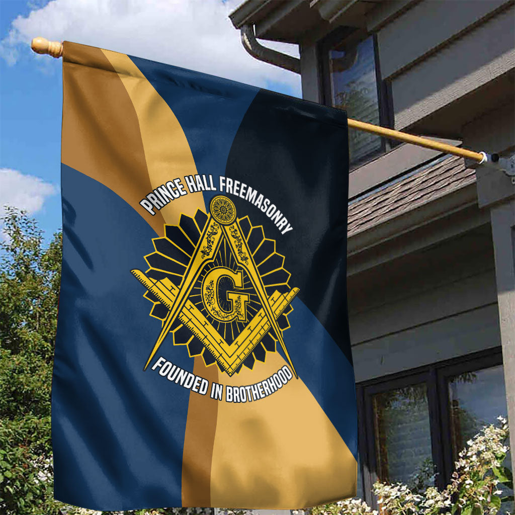 Prince Hall Freemasonry Garden Flag Square and Compasses Gold Blue Geometric