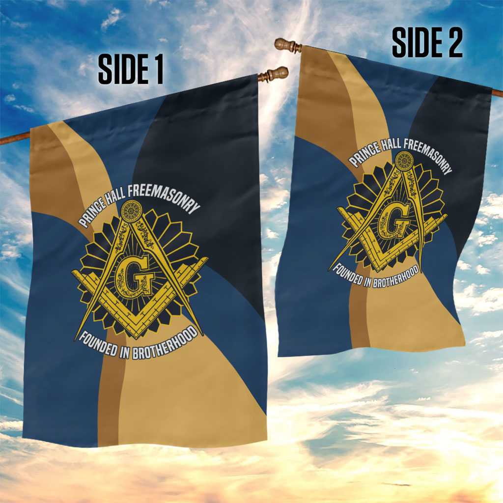 Prince Hall Freemasonry Garden Flag Square and Compasses Gold Blue Geometric