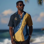 Prince Hall Freemasonry Hawaiian Shirt Square and Compasses Gold Blue Geometric