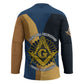 Prince Hall Freemasonry Hockey Jersey Square and Compasses Gold Blue Geometric