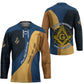 Prince Hall Freemasonry Hockey Jersey Square and Compasses Gold Blue Geometric