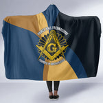 Prince Hall Freemasonry Hooded Blanket Square and Compasses Gold Blue Geometric
