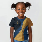 Prince Hall Freemasonry Kid T shirt Square and Compasses Gold Blue Geometric