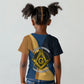 Prince Hall Freemasonry Kid T shirt Square and Compasses Gold Blue Geometric