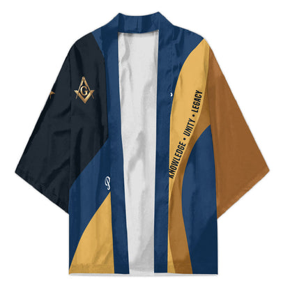 Prince Hall Freemasonry Kimono Square and Compasses Gold Blue Geometric