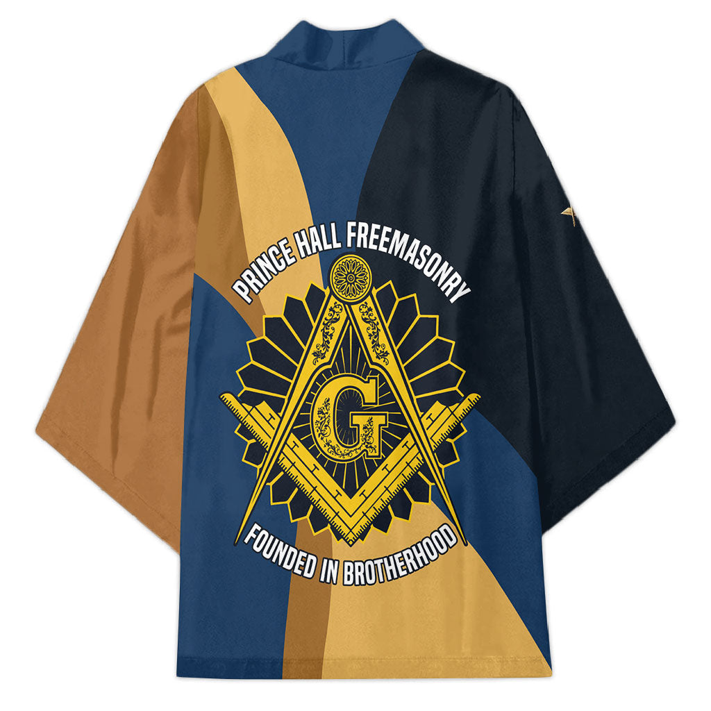 Prince Hall Freemasonry Kimono Square and Compasses Gold Blue Geometric
