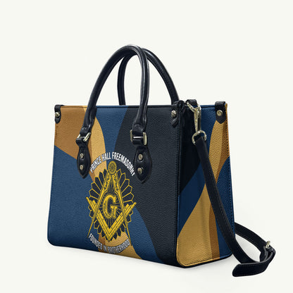 Prince Hall Freemasonry Leather Bag Square and Compasses Gold Blue Geometric