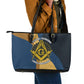 Prince Hall Freemasonry Leather Tote Bag Square and Compasses Gold Blue Geometric