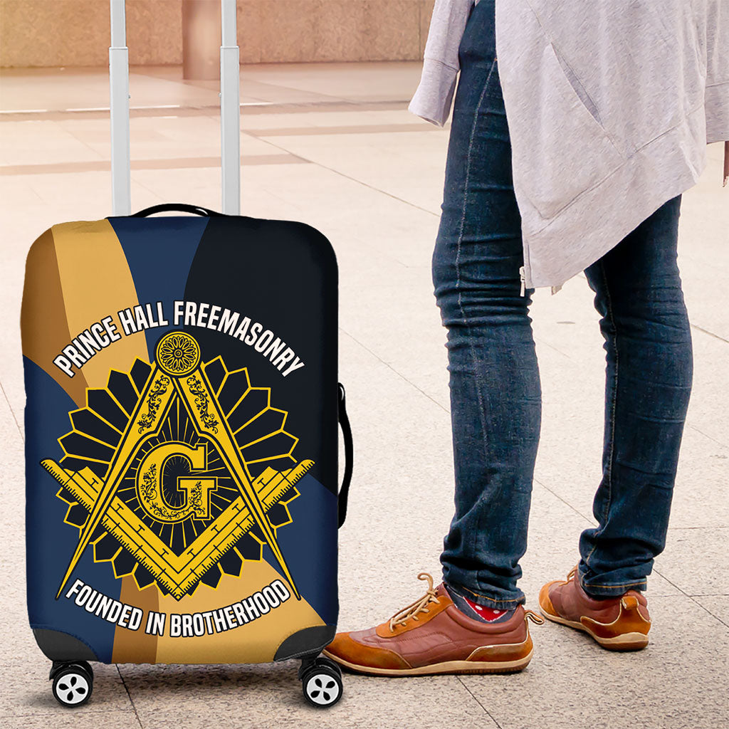 Prince Hall Freemasonry Luggage Cover Square and Compasses Gold Blue Geometric