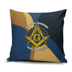 Prince Hall Freemasonry Pillow Cover Square and Compasses Gold Blue Geometric