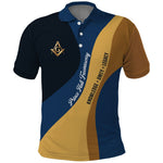 Prince Hall Freemasonry Polo Shirt Square and Compasses Gold Blue Geometric