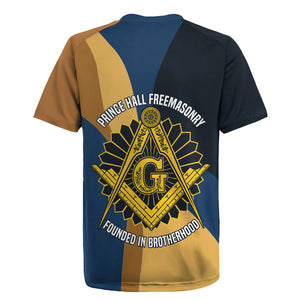Prince Hall Freemasonry Rugby Jersey Square and Compasses Gold Blue Geometric