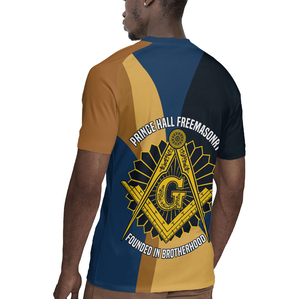 Prince Hall Freemasonry Rugby Jersey Square and Compasses Gold Blue Geometric
