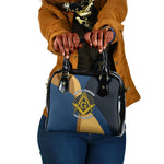 Prince Hall Freemasonry Shoulder Handbag Square and Compasses Gold Blue Geometric