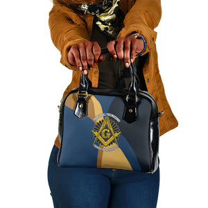Prince Hall Freemasonry Shoulder Handbag Square and Compasses Gold Blue Geometric