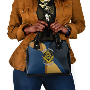 Prince Hall Freemasonry Shoulder Handbag Square and Compasses Gold Blue Geometric