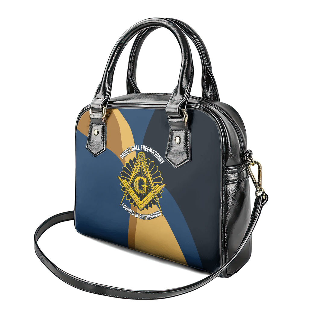 Prince Hall Freemasonry Shoulder Handbag Square and Compasses Gold Blue Geometric