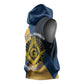 Prince Hall Freemasonry Sleeveless Hoodie Square and Compasses Gold Blue Geometric