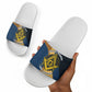 Prince Hall Freemasonry Slide Sandals Square and Compasses Gold Blue Geometric