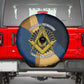 Prince Hall Freemasonry Spare Tire Cover Square and Compasses Gold Blue Geometric