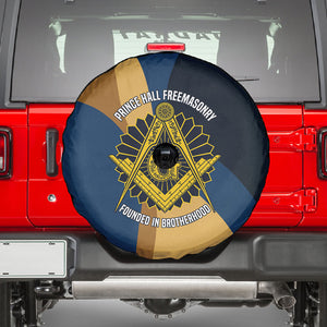 Prince Hall Freemasonry Spare Tire Cover Square and Compasses Gold Blue Geometric
