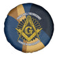 Prince Hall Freemasonry Spare Tire Cover Square and Compasses Gold Blue Geometric