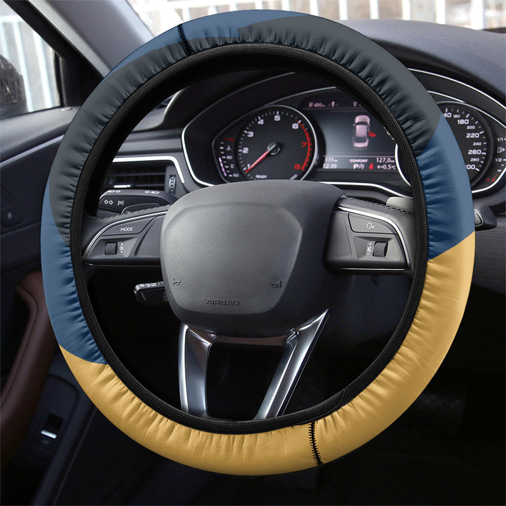 Prince Hall Freemasonry Steering Wheel Cover Square and Compasses Gold Blue Geometric