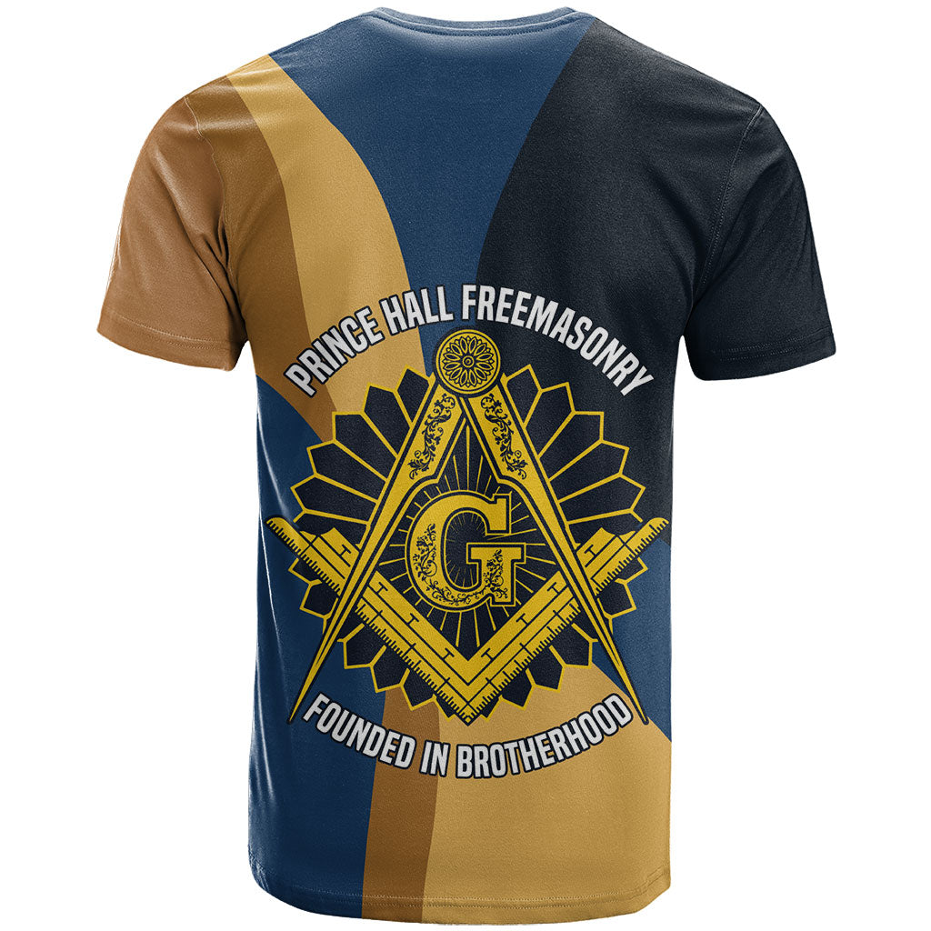 Prince Hall Freemasonry T shirt Square and Compasses Gold Blue Geometric