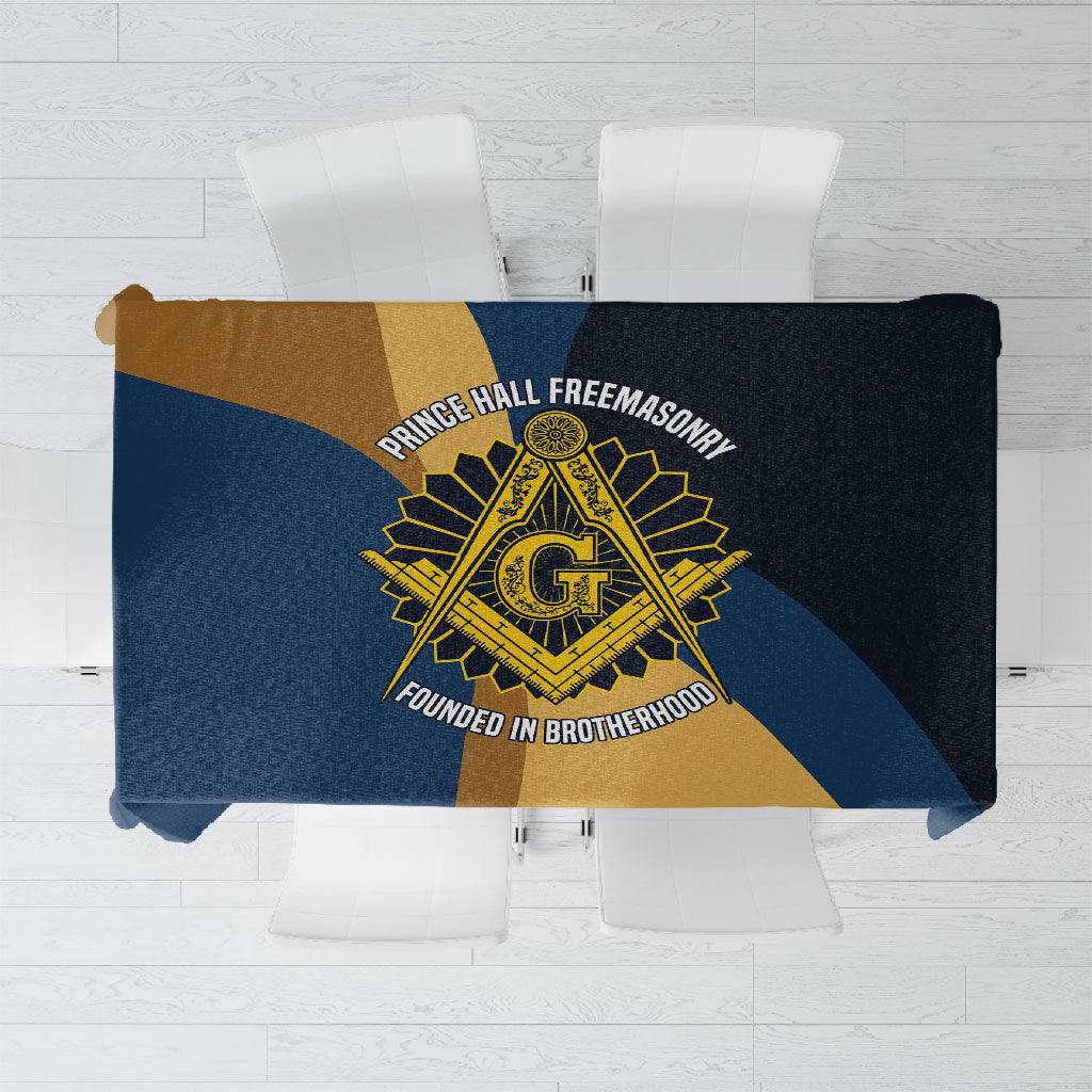 Prince Hall Freemasonry Tablecloth Square and Compasses Gold Blue Geometric