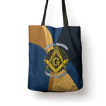 Prince Hall Freemasonry Tote Bag Square and Compasses Gold Blue Geometric