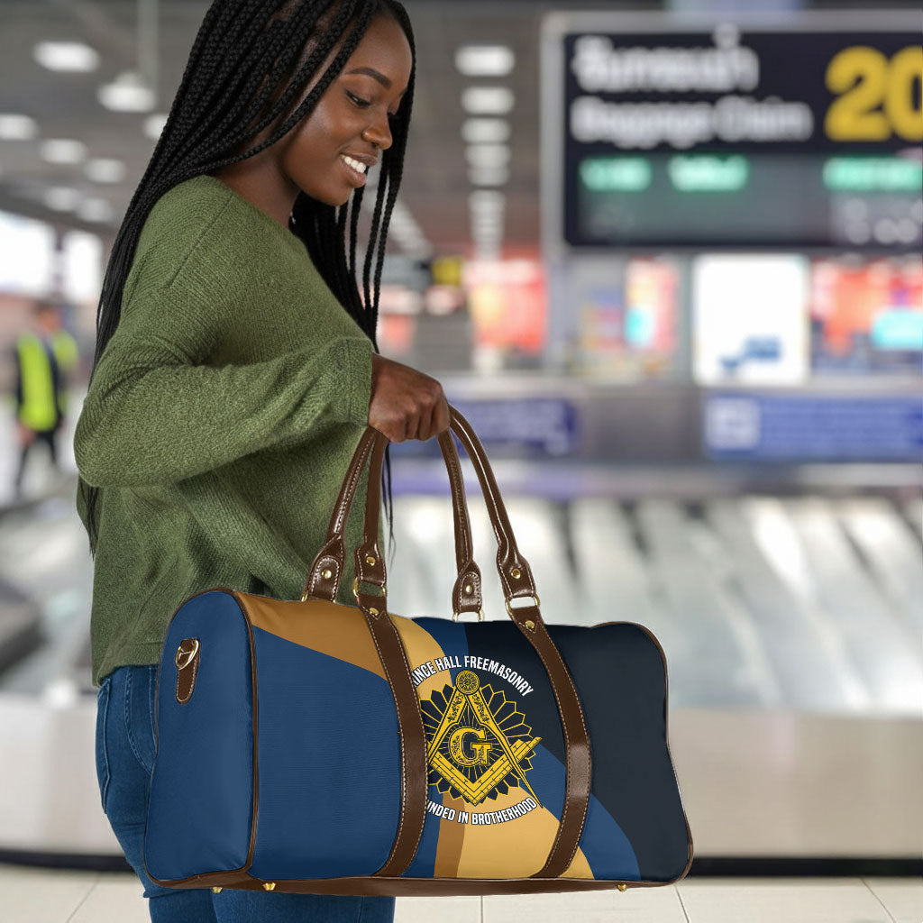 Prince Hall Freemasonry Travel Bag Square and Compasses Gold Blue Geometric