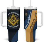 Prince Hall Freemasonry Tumbler With Handle Square and Compasses Gold Blue Geometric