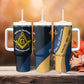 Prince Hall Freemasonry Tumbler With Handle Square and Compasses Gold Blue Geometric