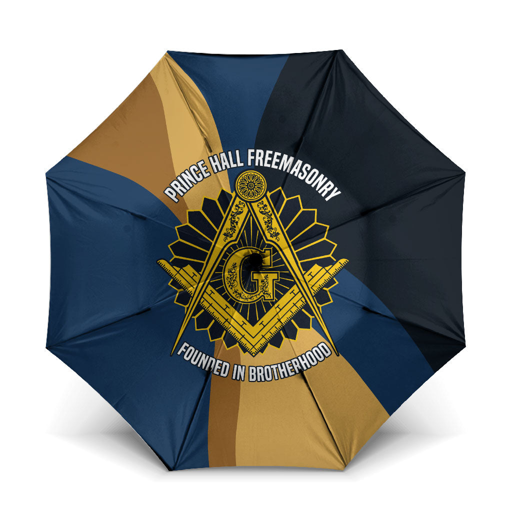 Prince Hall Freemasonry Umbrella Square and Compasses Gold Blue Geometric
