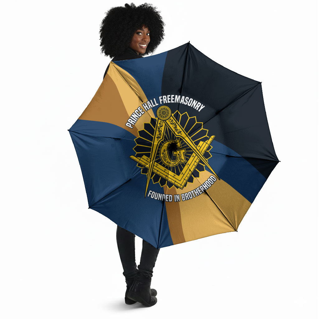 Prince Hall Freemasonry Umbrella Square and Compasses Gold Blue Geometric