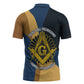 Prince Hall Freemasonry Zipper Polo Shirt Square and Compasses Gold Blue Geometric