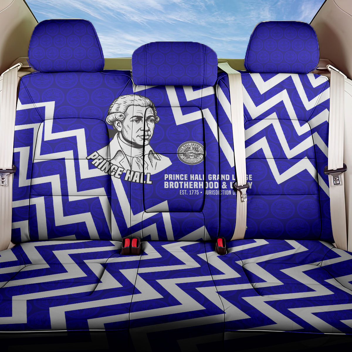 Prince Hall Grand Lodge Back Car Seat Cover Founder Portrait Geometric Brotherhood