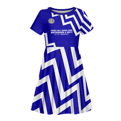 Prince Hall Grand Lodge Kid Short Sleeve Dress Founder Portrait Geometric Brotherhood